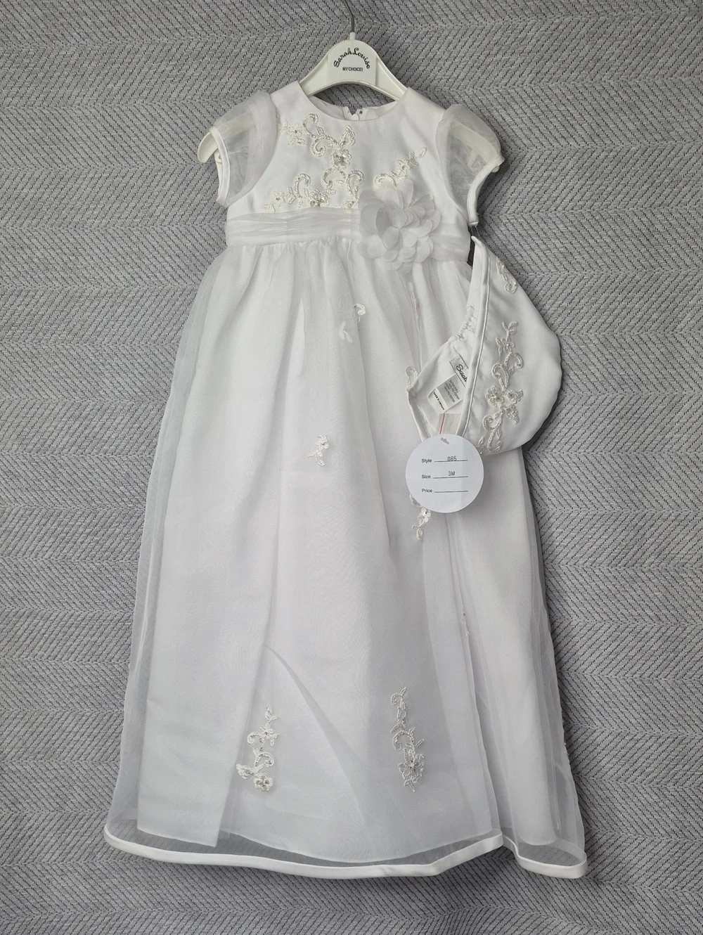 NWT Sarah Louise Luxury Heirloom Christening Baptism Gown Bonnet 2pc Set 6M